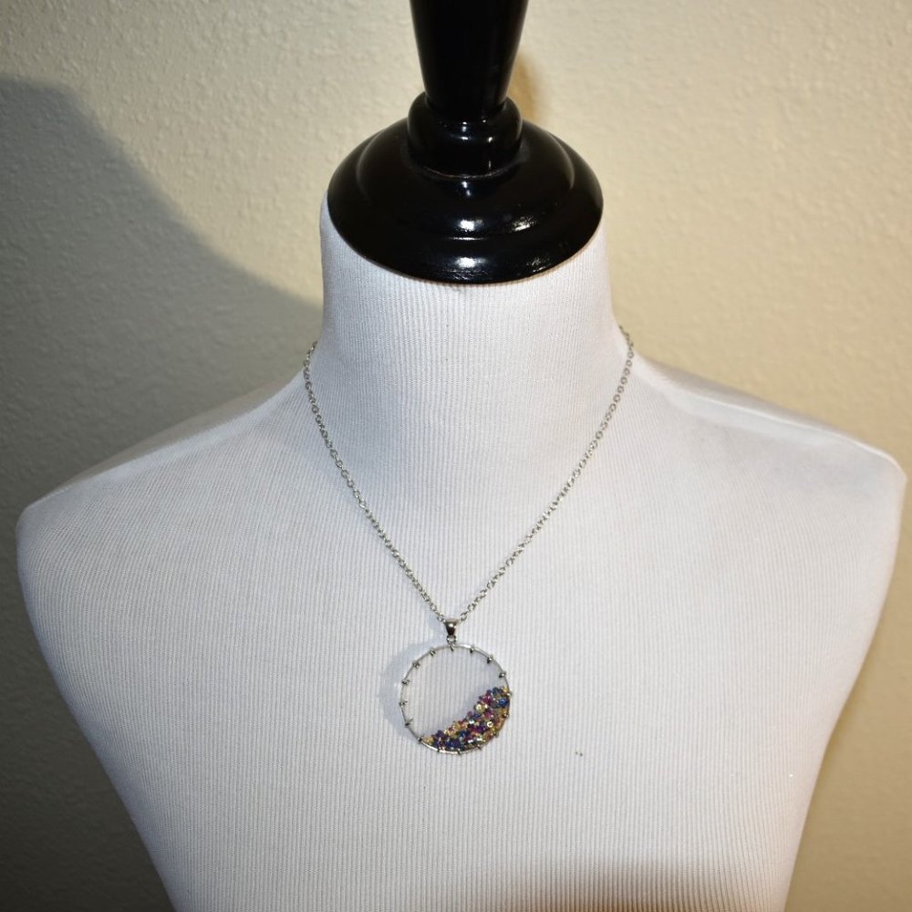 Rarities by Carol Brodie Floating Colors of Sapphire "shaker" Pendant with Chain